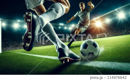 サッカーシュートシーン 114976642