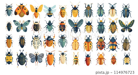Bugs beetles cartoon vector set. Scarabeus...のイラスト素材 [114976723] - PIXTA
