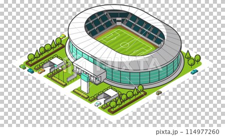 Vector illustration of a three-dimensional stadium seen from above 114977260