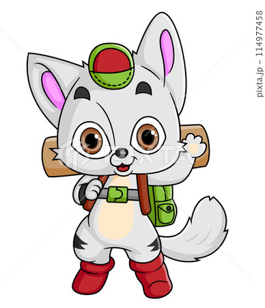 Cartoon Standing cat with Backpack of illustration Cartoon Standing cat with Backpack of illustration 114977458