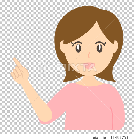 ポイントを指差して笑顔で説明する女性のベクターイラスト ポイントを指差して笑顔で説明する女性のベクターイラスト 114977533