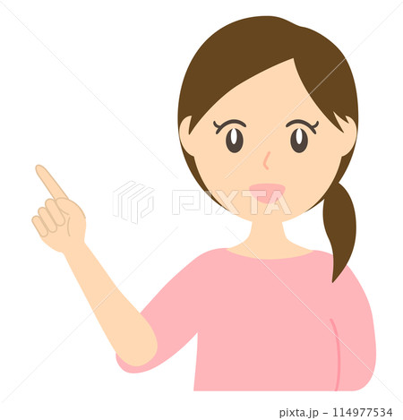 ポイントを指差して笑顔で説明する女性のベクターイラスト ポイントを指差して笑顔で説明する女性のベクターイラスト 114977534