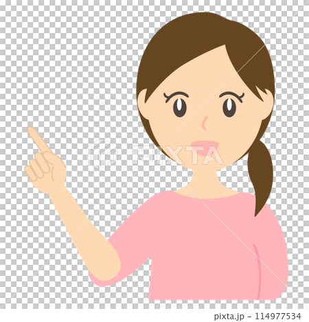 ポイントを指差して笑顔で説明する女性のベクターイラスト ポイントを指差して笑顔で説明する女性のベクターイラスト 114977534
