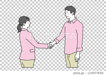 握手をする男女のパートナーのイラスト 114977656