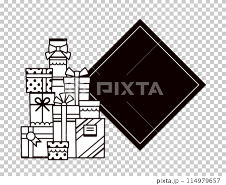 Illustration of a pile of presents and title space Illustration of a pile of presents and title space 114979657
