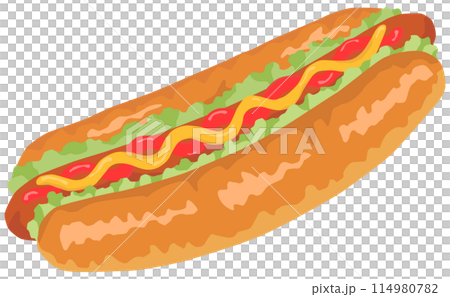 シンプルなホットドッグのイラスト シンプルなホットドッグのイラスト 114980782