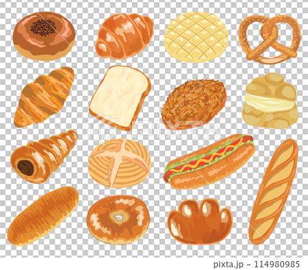 各種麵包的插圖集 114980985
