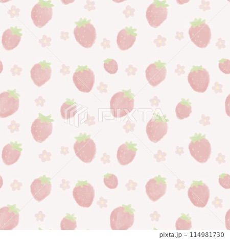いちごのかわいいパターン ピンク 苺の背景素材のイラスト素材