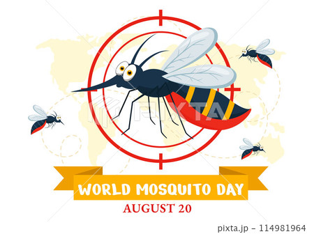 World Mosquito Day Vector Illustration on August 20th featuring a Midge that Can Cause Dengue Fever and Malaria in a Flat Style Cartoon Background 114981964