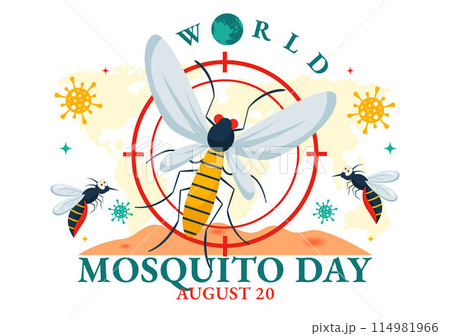 World Mosquito Day Vector Illustration on August 20th featuring a Midge that Can Cause Dengue Fever and Malaria in a Flat Style Cartoon Background 114981966