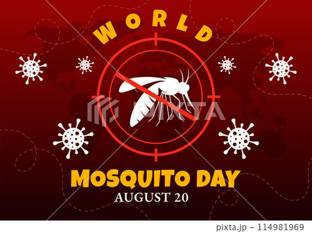 World Mosquito Day Vector Illustration on August 20th featuring a Midge that Can Cause Dengue Fever and Malaria in a Flat Style Cartoon Background World Mosquito Day Vector Illustration on August 20th featuring a Midge that Can Cause Dengue Fever and Malaria in a Flat Style Cartoon Background 114981969