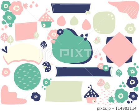 てがきでかわいい北欧のあしらいとフレームセット 114982114