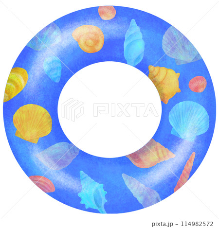 貝殻模様の浮き輪のイラスト 114982572