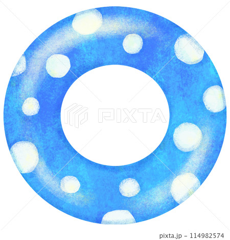 水玉模様の浮き輪のイラスト 青色 114982574