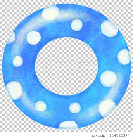 水玉模様の浮き輪のイラスト 青色 114982574