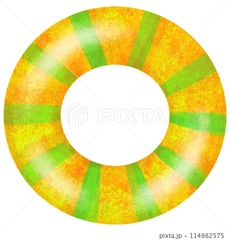黄色と緑色の浮き輪のイラスト 114982575