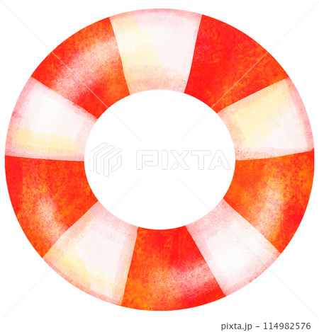 赤と白の浮き輪のイラスト 114982576