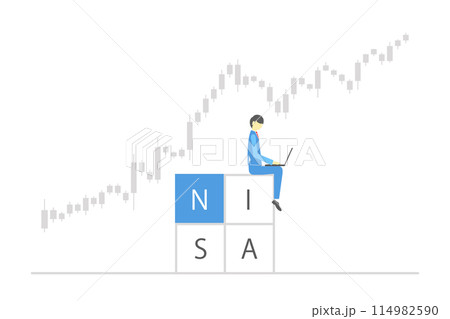NISAを利用して投資を行う男性のイラスト 114982590