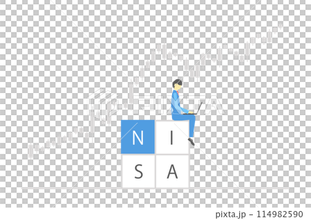 NISAを利用して投資を行う男性のイラスト 114982590