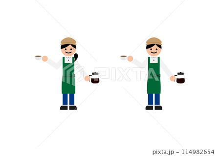 カフェで働く人 114982654