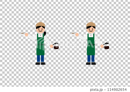 カフェで働く人 114982654