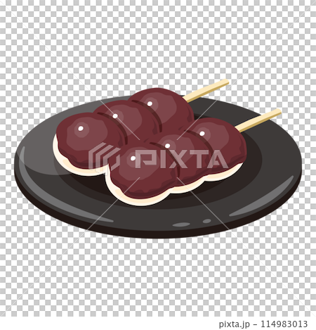 皿に盛られたこしあん団子 皿に盛られたこしあん団子 114983013