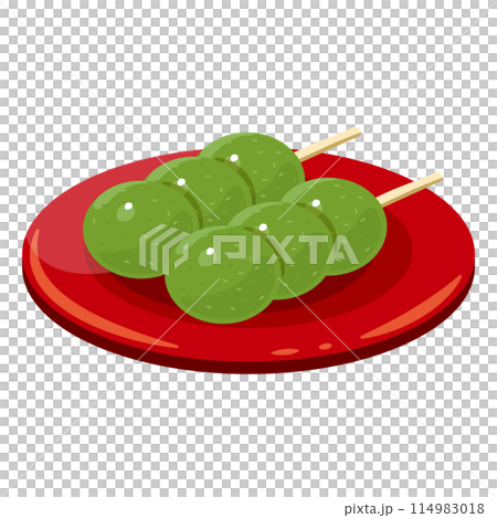 皿に盛られた草団子 皿に盛られた草団子 114983018