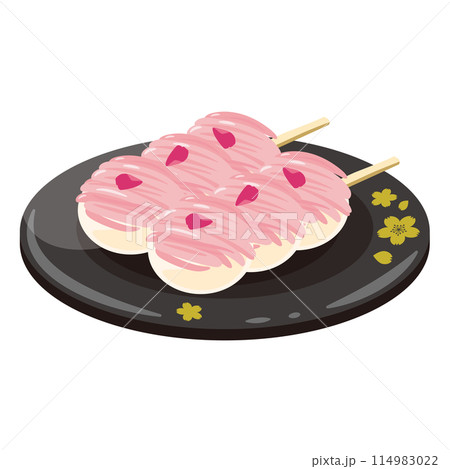 皿に盛られた桜モンブラン団子 114983022
