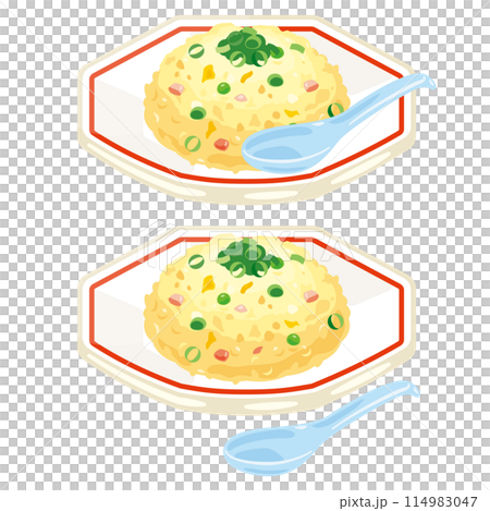 Fried rice served on a plate 114983047