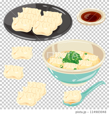 Boiled dumplings set on a plate Boiled dumplings set on a plate 114983048