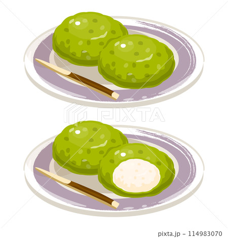 皿に盛られたずんだおはぎ 114983070