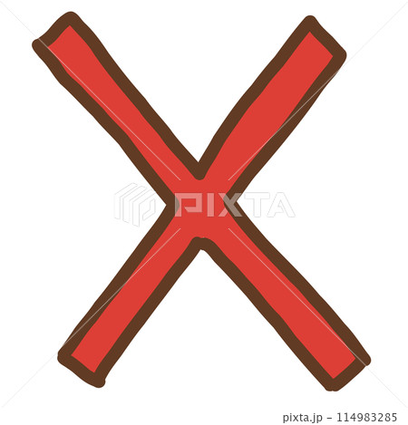 シンプルな手描きバツマーク 114983285