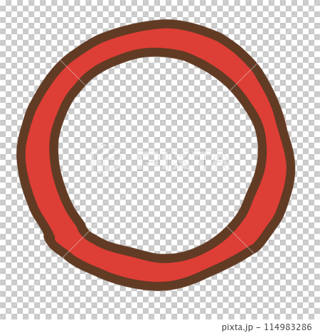 シンプルな手描きマルのマーク 114983286