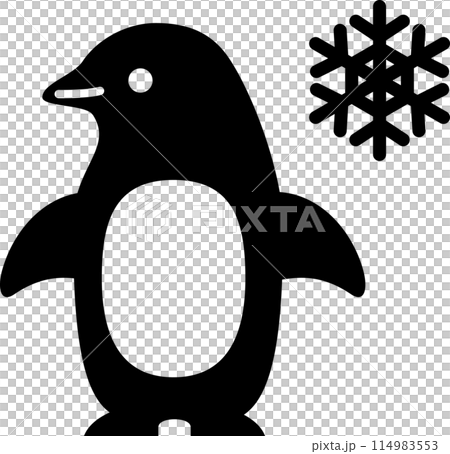 企鵝和雪花標記 114983553