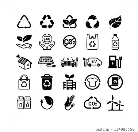 エコモチーフ ベクターアイコンイラストセット (エコ・リサイクル・SDGs)  エコモチーフ ベクターアイコンイラストセット (エコ・リサイクル・SDGs)  114983559