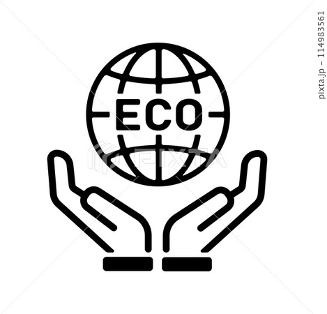 エコモチーフ (地球と手) ベクターアイコンイラスト(エコ・エコロジー・SDGs)  エコモチーフ (地球と手) ベクターアイコンイラスト(エコ・エコロジー・SDGs)  114983561