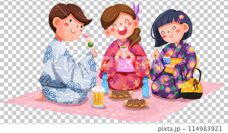 Hanabi festival watercolor illustration element concept Hanabi festival watercolor illustration element concept 114983921