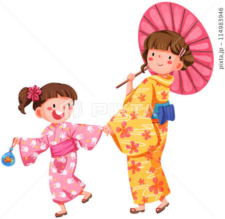 Hanabi festival watercolor illustration element concept 114983946