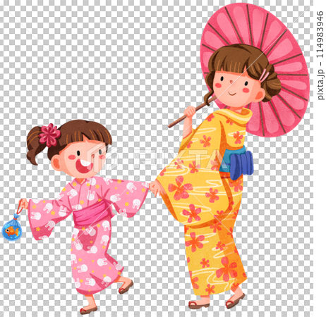 Hanabi festival watercolor illustration element concept 114983946