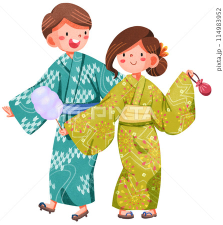 Hanabi festival watercolor illustration element concept 114983952