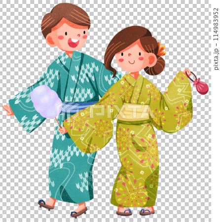 Hanabi festival watercolor illustration element concept 114983952