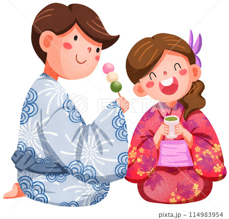 Hanabi festival watercolor illustration element concept 114983954
