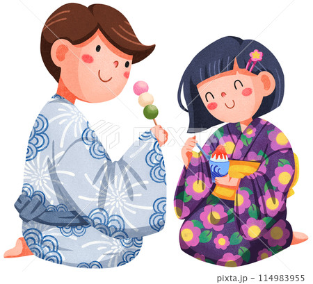 Hanabi festival watercolor illustration element concept 114983955