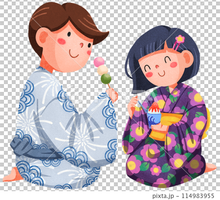 Hanabi festival watercolor illustration element concept 114983955
