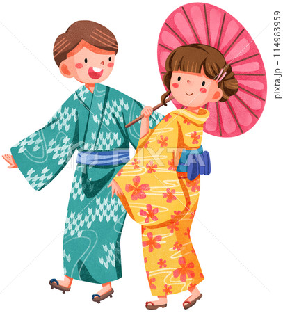 Hanabi festival watercolor illustration element concept 114983959