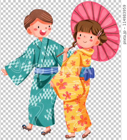 Hanabi festival watercolor illustration element concept 114983959