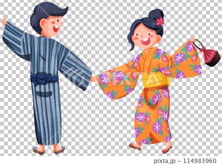 Hanabi festival watercolor illustration element concept 114983960