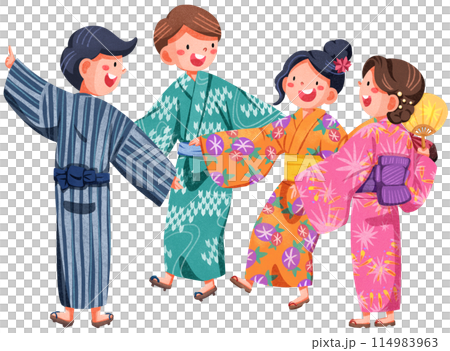 Hanabi festival watercolor illustration element concept 114983963