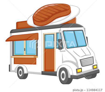 barbecue truck fast delivery service or food festival of illustration barbecue truck fast delivery service or food festival of illustration 114984117