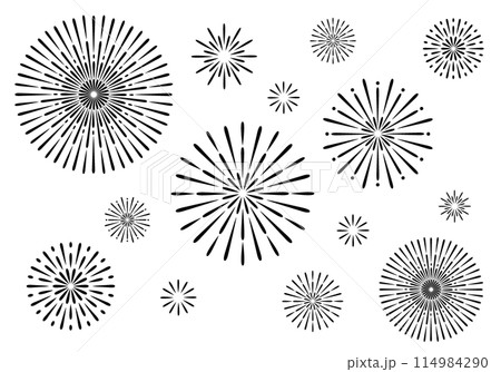 モノクロの打ち上げ花火の素材 モノクロの打ち上げ花火の素材 114984290